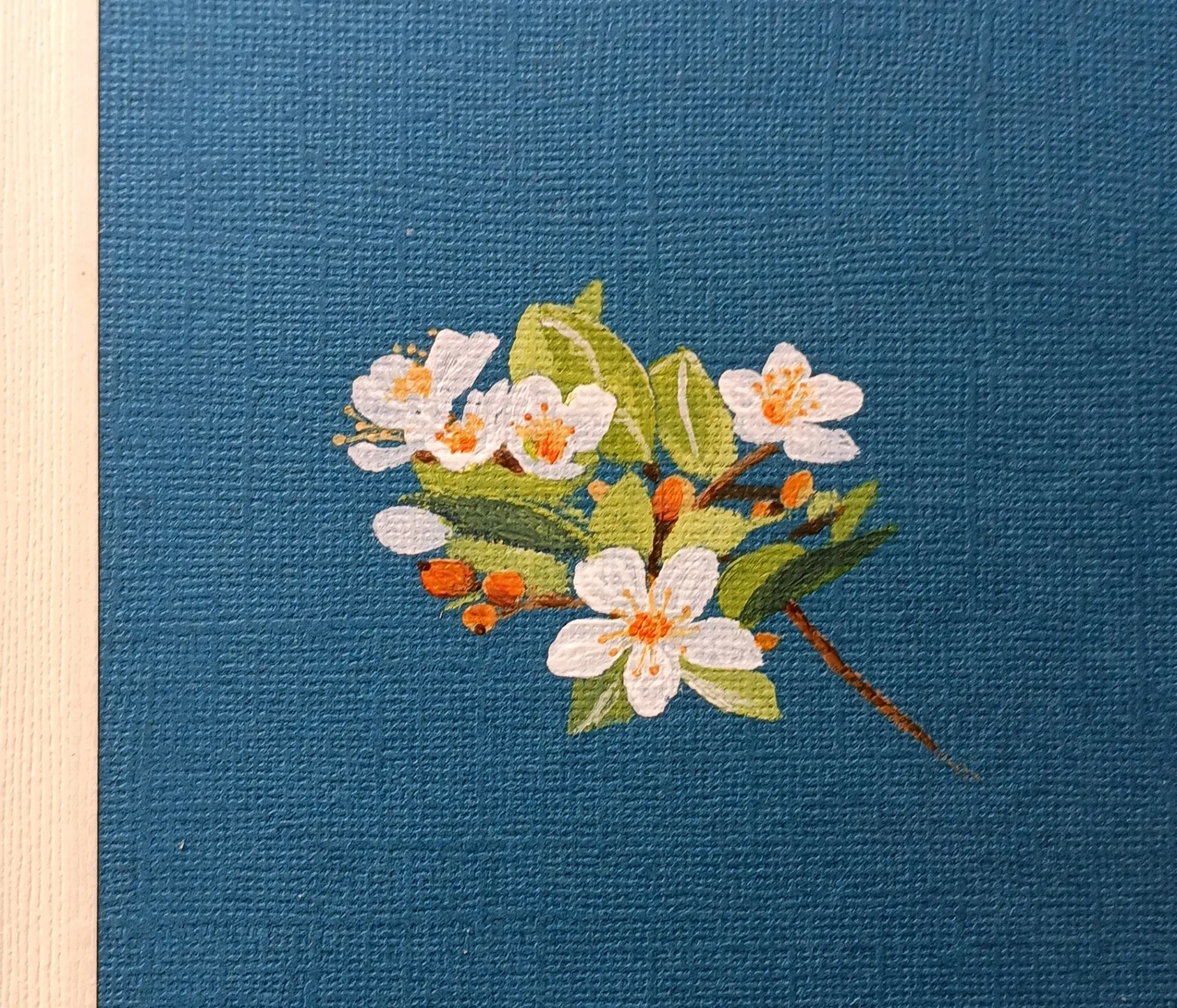 Détail d'une peinture sur petit album - fleur d'oranger