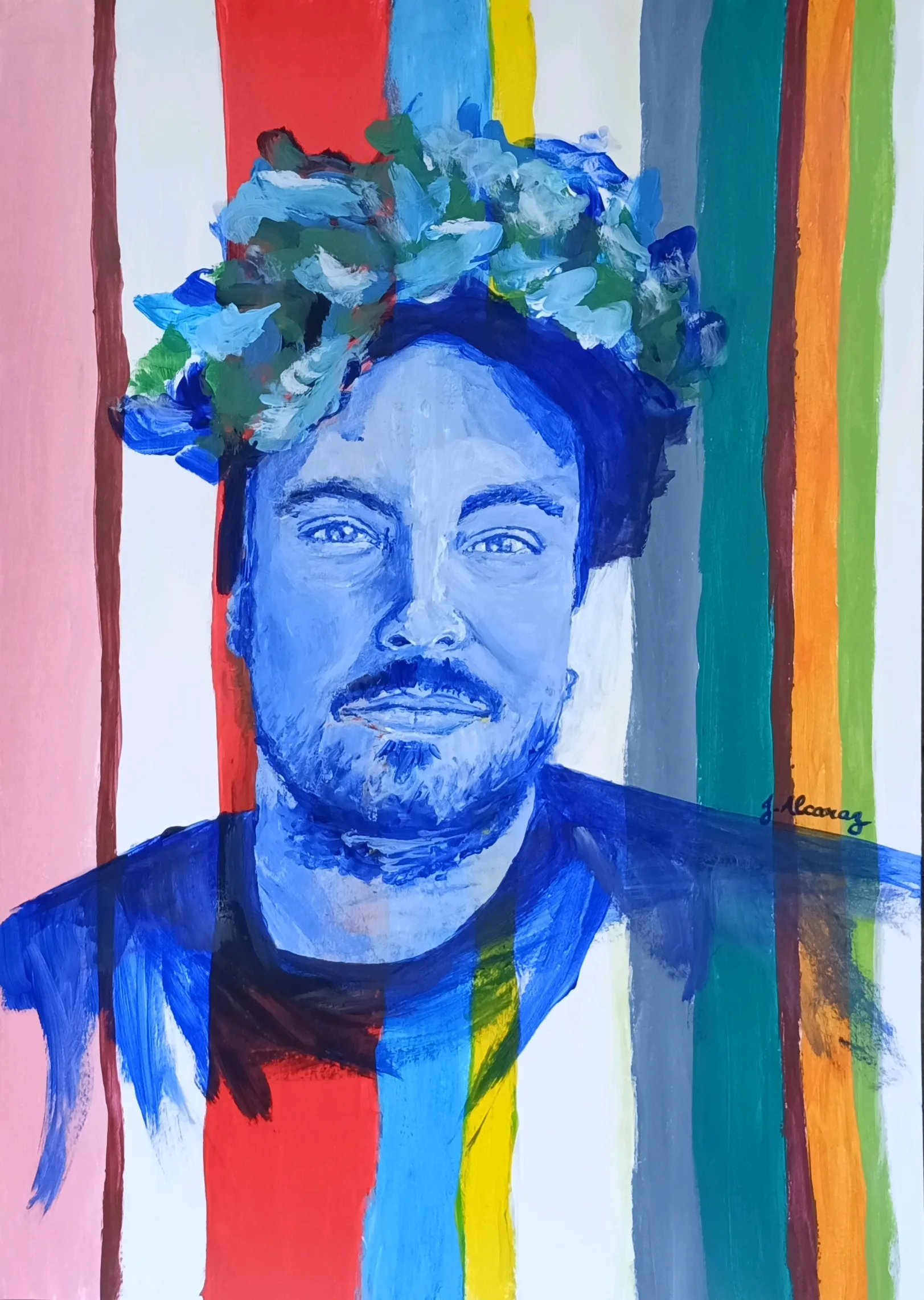 Kaki in blue, acrylique sur papier, 29,7 x 42 cm², Juliette Alcaraz, 2026