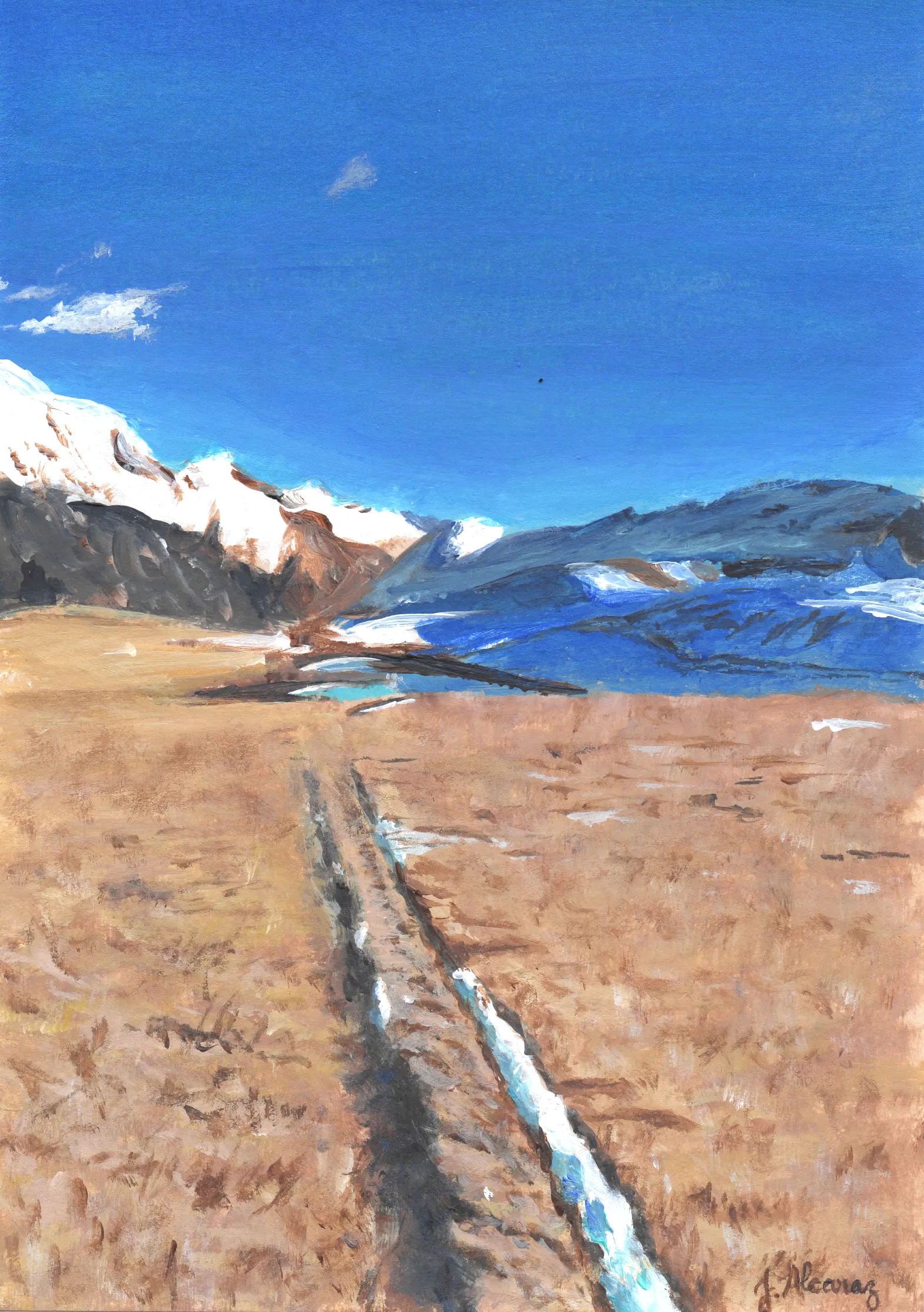 Lac de Jujal, Acrylique sur papier, A5, Juliette Alcaraz, 2026